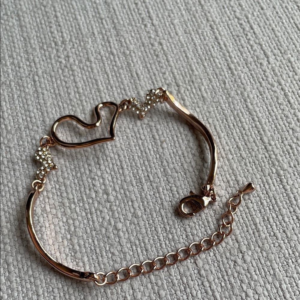 Delicate Heart Link Rose Gold fashion jewelry Bracelet - fits XS/S wrist - Picture 5 of 10